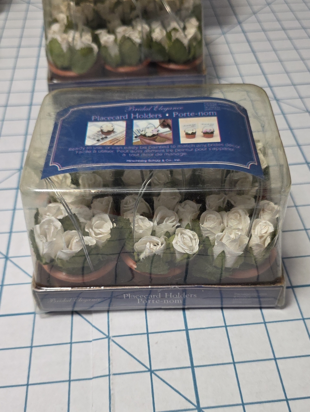 White Rose Placecard Holders by Bridal Elegance, 1 Box, Set Of 6, VTG